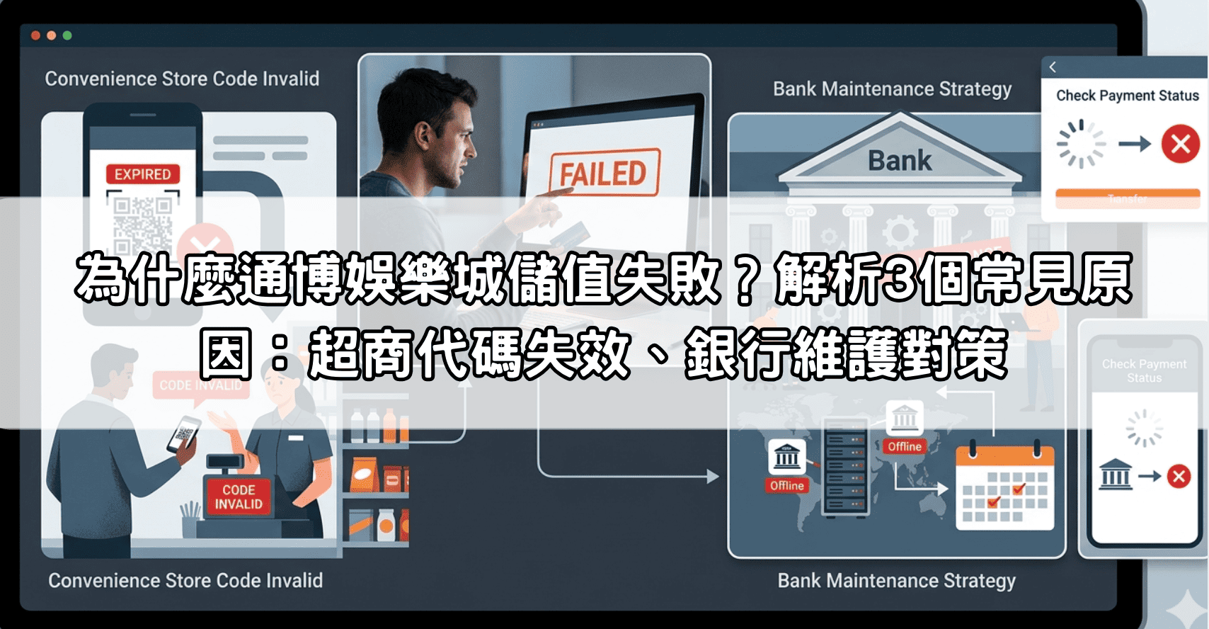 為什麼通博娛樂城儲值失敗？解析3個常見原因：超商代碼失效、銀行維護對策